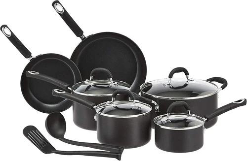 Hard Anodized Non-Stick 12-Piece Cookware Set, Black - Pots, Pans and Utensils