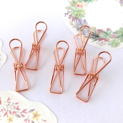 Planner Clips Spring Paperclips Rose Gold Metallic Wire Binder Accessory 33mm