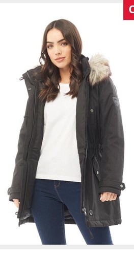 REDUCED - Only Womens parka Size XS~New with tags~ Black Iris fur hood - Picture 2 of 3