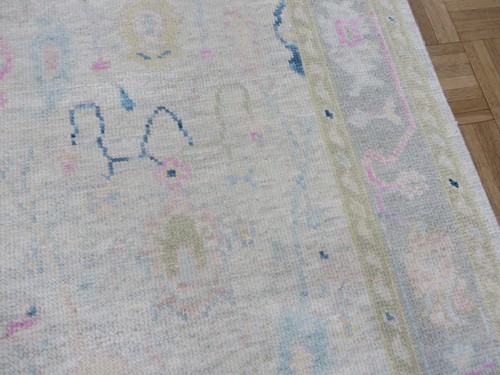 3 x 5'2 Hand Knotted Ivory Modern Oushak Oriental Rug G15700 - Picture 7 of 11