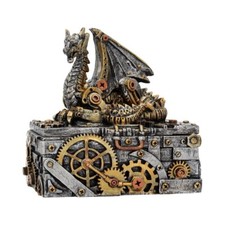 Gothic Fantasy Dragon 'Secrets of the Machine' Hand Painted Steampunk Gears Box