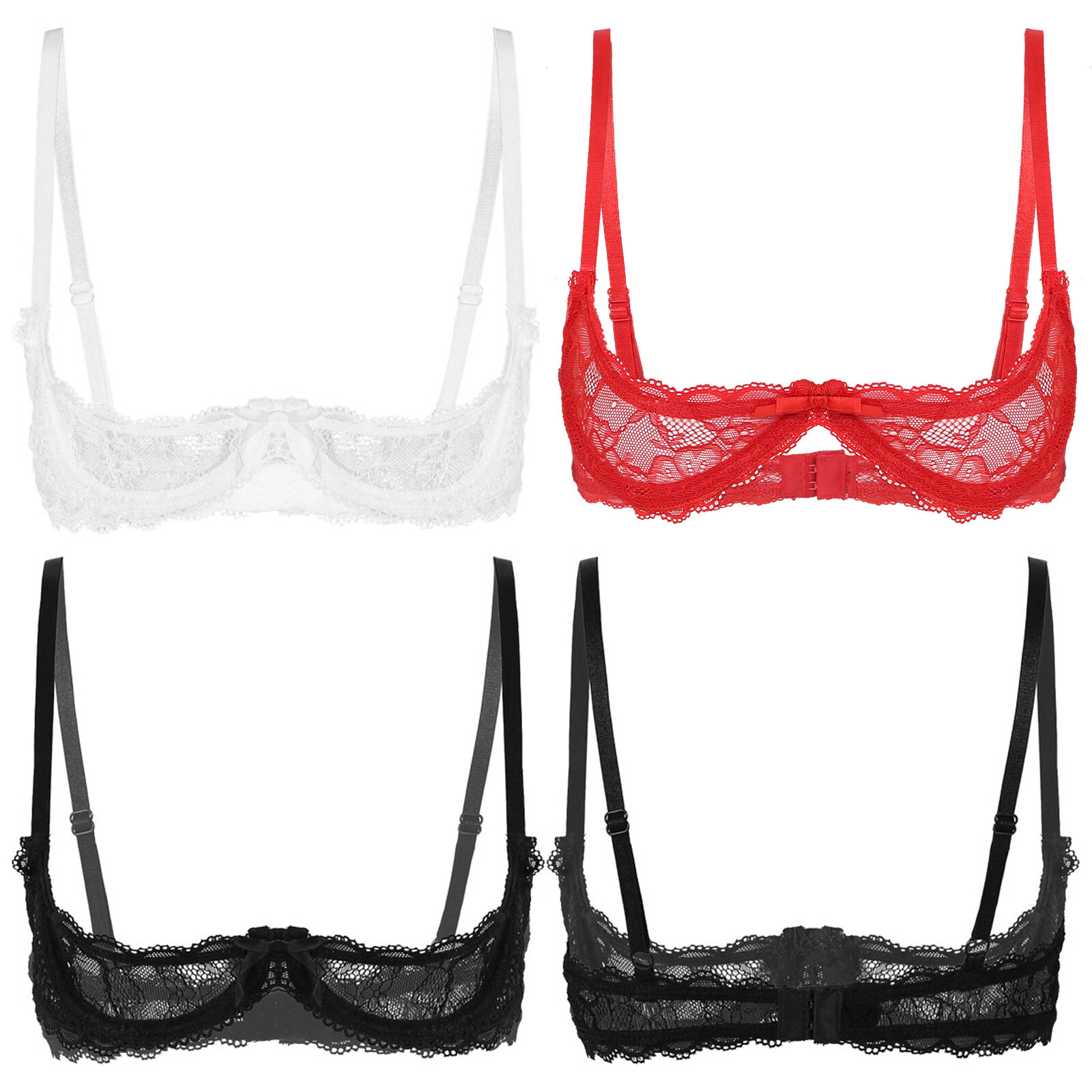 Monduelle Damen Push-Up BH Mit Bügel - 1/4 Cup Hebe BH In Nylon/Elastan Mit Verstellbaren Trägern