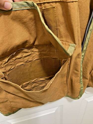 Vintage SafTBak Canvas Hunting Vest Mens XL Brown Green Made in USA Game Bag - Picture 4 of 9