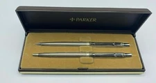 Parker Ambassodor  Set Heavy Silver Plated Ballpoint Pen & 0.9 Pencil New In Box