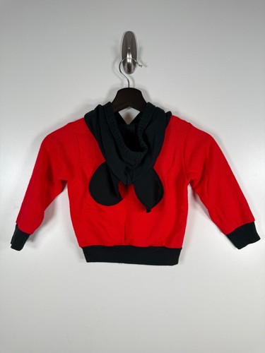 Vtg Kids Unisex Mickey Mouse Graphic Fleece Sweatshirt Hoodie Red Sz 13x14 - Picture 7 of 8