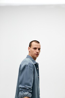 New Zara Corduroy Overshirt S 7545/302 Shirt Jacket Blue