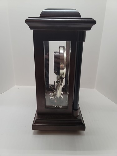 Steiffelmanteluhr Massivholz & Glas rotierendes Pendel Goldoberfläche 11 Zoll hoch - Bild 4 von 14