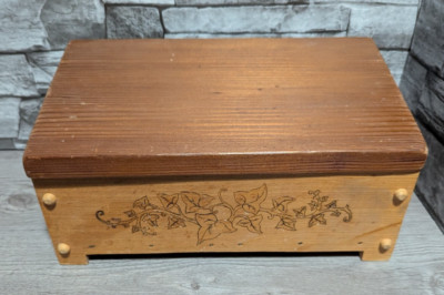 Vintage Handmade S&N 11.5'' Rustic Primitive Wood Trinket Farm Decor Jewelry Box