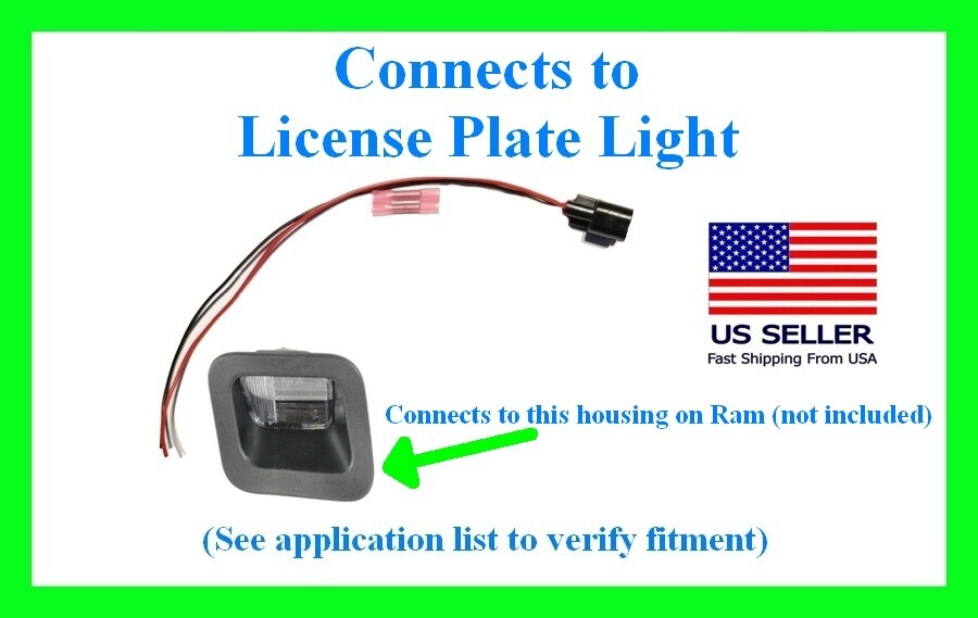 License Plate Light Connector Plug Pigtail Harness Wiring fits Ram