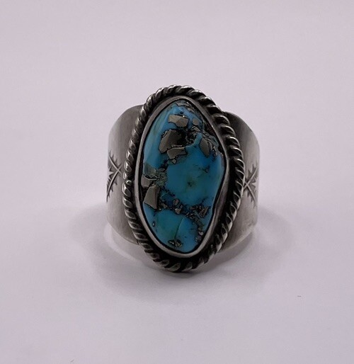 【ET】R.B turquoise SILVER 925 Indian Vintage Large Marked RB 925 Navajo Sterling Silver