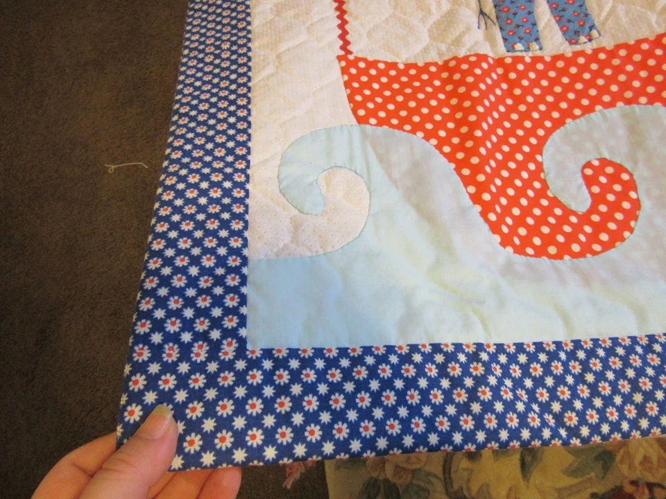 复古 20 世纪 70 年代绗缝壁挂。 儿童房。 男孩房 Noahs方舟 — 第 2/4 张图片