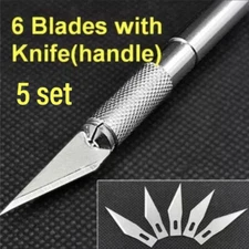 5 set Hobby Exacto Knife Blade Handle Kit Art Craft Tool Precision Razor Refill