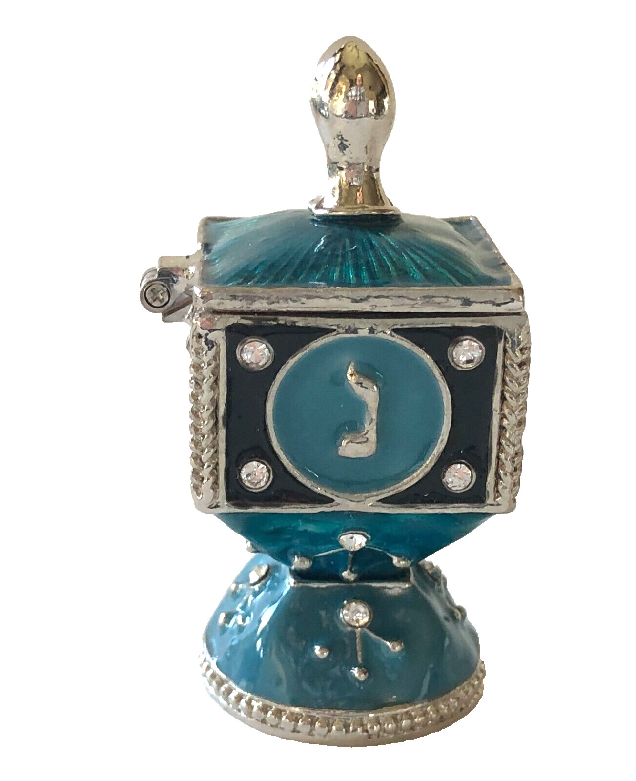 Ciel Dreidel Trinket Box on Stand Blue Austrian Crystals Hanukkah Judaica NIB