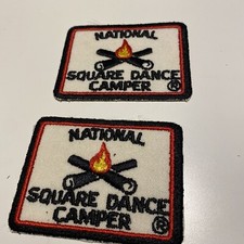 VINTAGE NATIONAL SQUARE DANCE CAMPER PATCHES  CAMP FIRE LOGO Set of 2 Free Ship