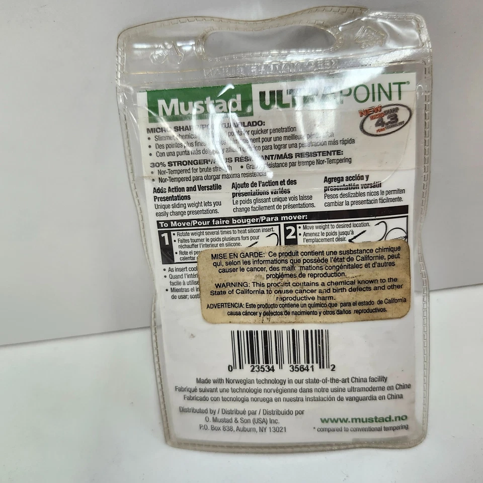 Mustad 91768UB116 Power Lock Ultra Sharp Bass Fishing Hooks 1/16oz Size 4/0 b - Image 2 of 3