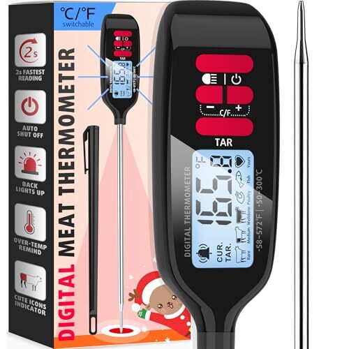 Meat Thermometer with Long Food Temperature Probe, Meat Thermometer - Black-image