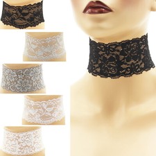 Stretch Lace Choker extra wide 2 - 2.25 inches custom necklace elastic 2" Black 
