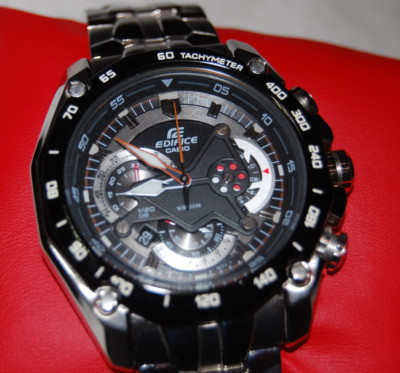 Casio Edifice Sport EF-550D-1AV Black Dial Chronograph Stainless Steel Watch