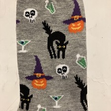 Socks Black Cat Pumpkin Skull Martini Halloween Gray Ladies Legale Sz 4-11