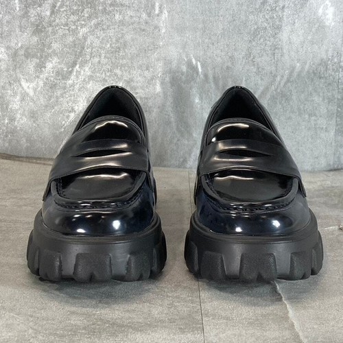 BAR III Women's Black Smooth Paz Lug-Sole Platform Slip-On Penny Loafers SZ 7.5 - 第 5/11 張圖片