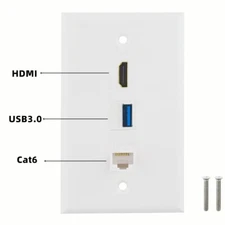 HDMI USB 3.0 Cat6 Ethernet Wall Plate Face Panel Coupler Outlet Extender Socket