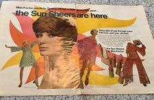 1967 Max Factor 2 Page Paper Print Ad Vintage Sun Sheers Lipstick Great Graphics