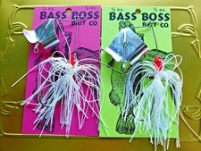 GET BOTH-1/2 OZ AND 3/8 OZ RED HEADED BASS BOSS BUZZ BAITS-Ni BLADE /WHITE SKIRT
