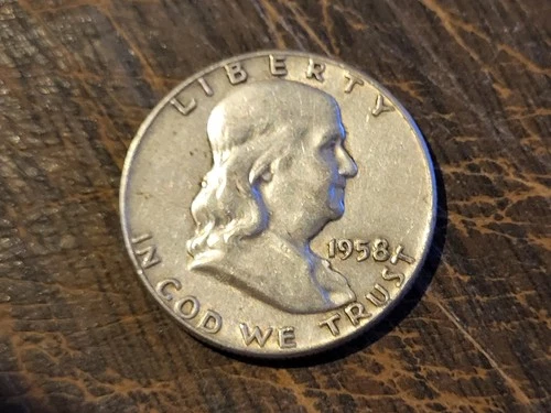 1958-P Silver Benjamin Franklin Half Dollar Coin - 90% Silver - Very Good