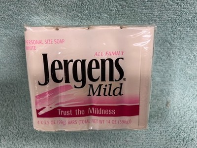 1991 Jergens Mild Soap Original Formula 4 bars x 3.5 oz. Personal Size White NOS
