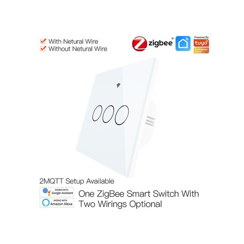 ZigBee Interruttore Smart Da Parete Con 3 Tasti Touch Con Pannello in Cristallo - Foto 1 di 7