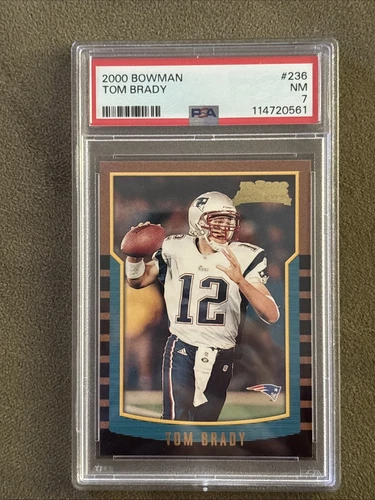 TOM BRADY 2000 BOWMAN #236 RC ROOKIE CARD NEW ENGLAND PATRIOTS PSA 7 NM BUCKS