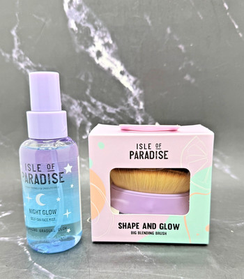 Isle of Paradise Night Glow Self -Tan Face Mist +  Brush -3.38 oz / 100Ml-