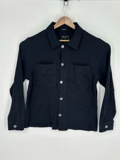NWOT Todd Snyder Mens Sz M Herringbone Knit Shirt Navy $398 Italian Virgin Wool