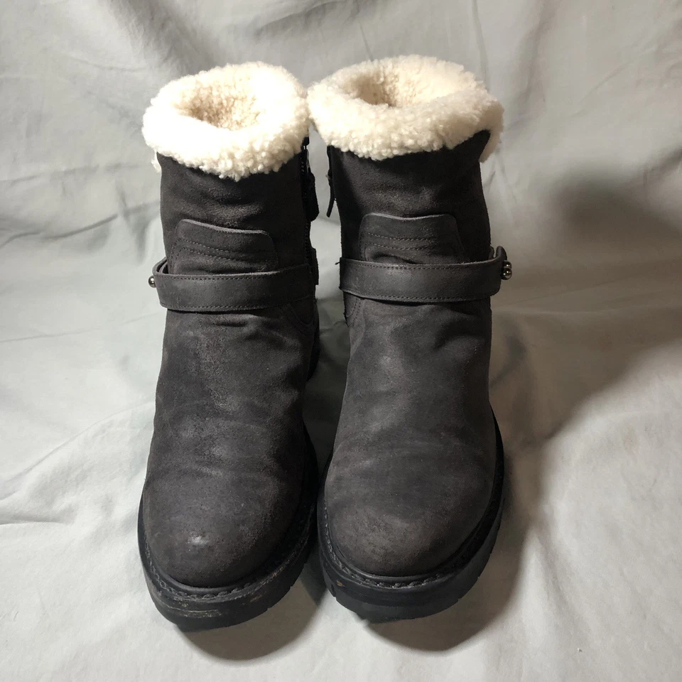 Botas de invierno Rag & Bone Ashford cuero negro piel de oveja genuina moto 8 Foto 4 de 4