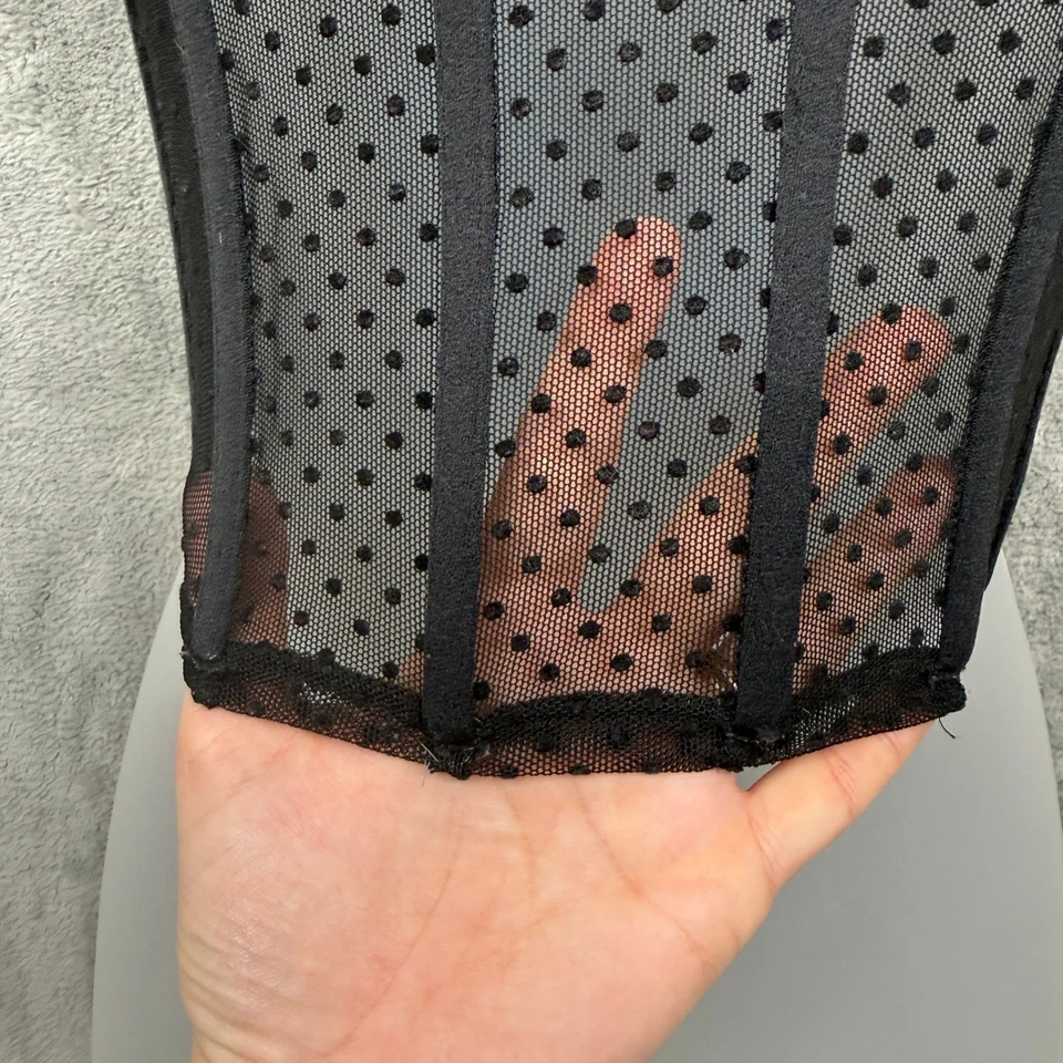 RAMPAGE Sheer Swiss Dot Boned Corset Top Camisole Black VTG 90s Y2K Sz M - Image 3 of 4
