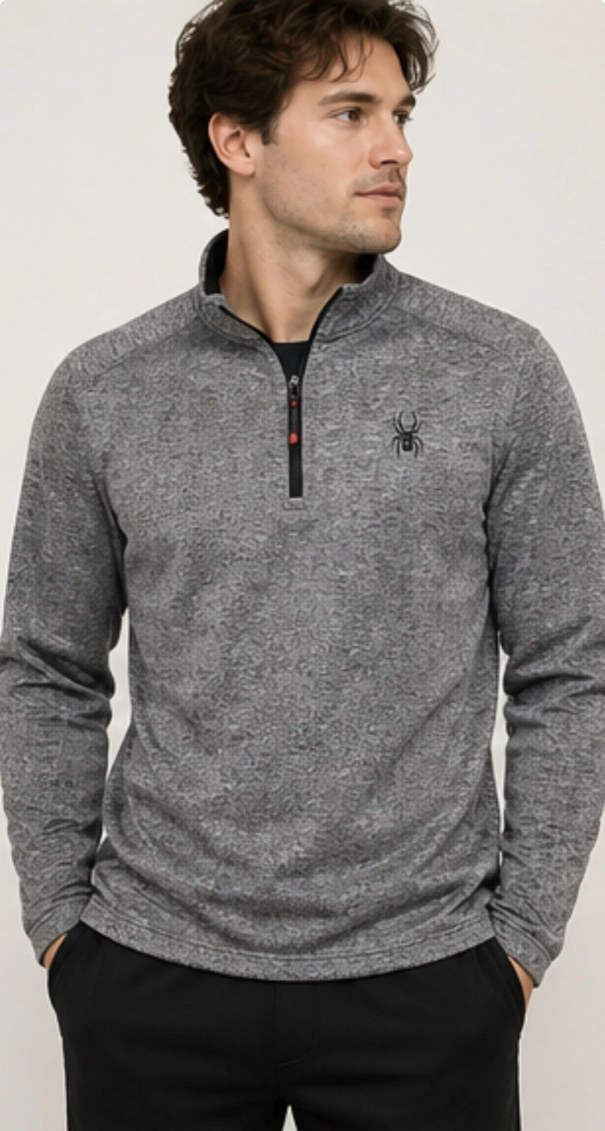 Spyder Quarter Zip Pullover Mens L Gray Athletic Stretch Performance