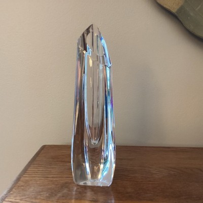 Baccarat Clear Crystal Rose Triangular Bud Vase  app. 8.5 