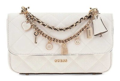 GUESS Libby Flap Crossbody Bag Umhängetasche Tasche Cream White creme Neu