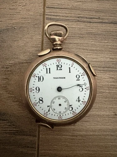 Vintage Antique Waltham Pocket Watch Gold Filled Hunter Case Open Face