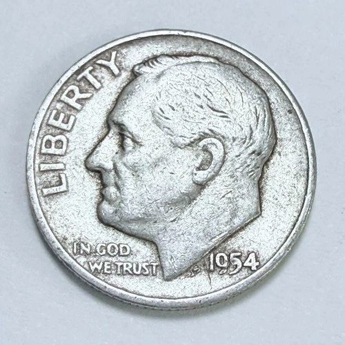 1954 S Roosevelt 10c Dime 90% Silver Circulated Coin #7813