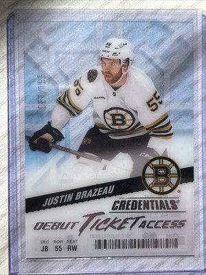2024-25 Upper Deck Credentials - Acetate Debut Ticket Access Justin Brazeau...