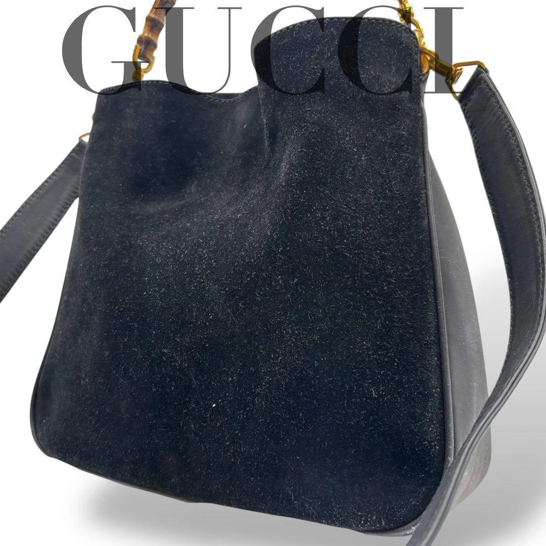 Sac bandoulière Gucci bambou 2 voies main velours noir #PGJ31X