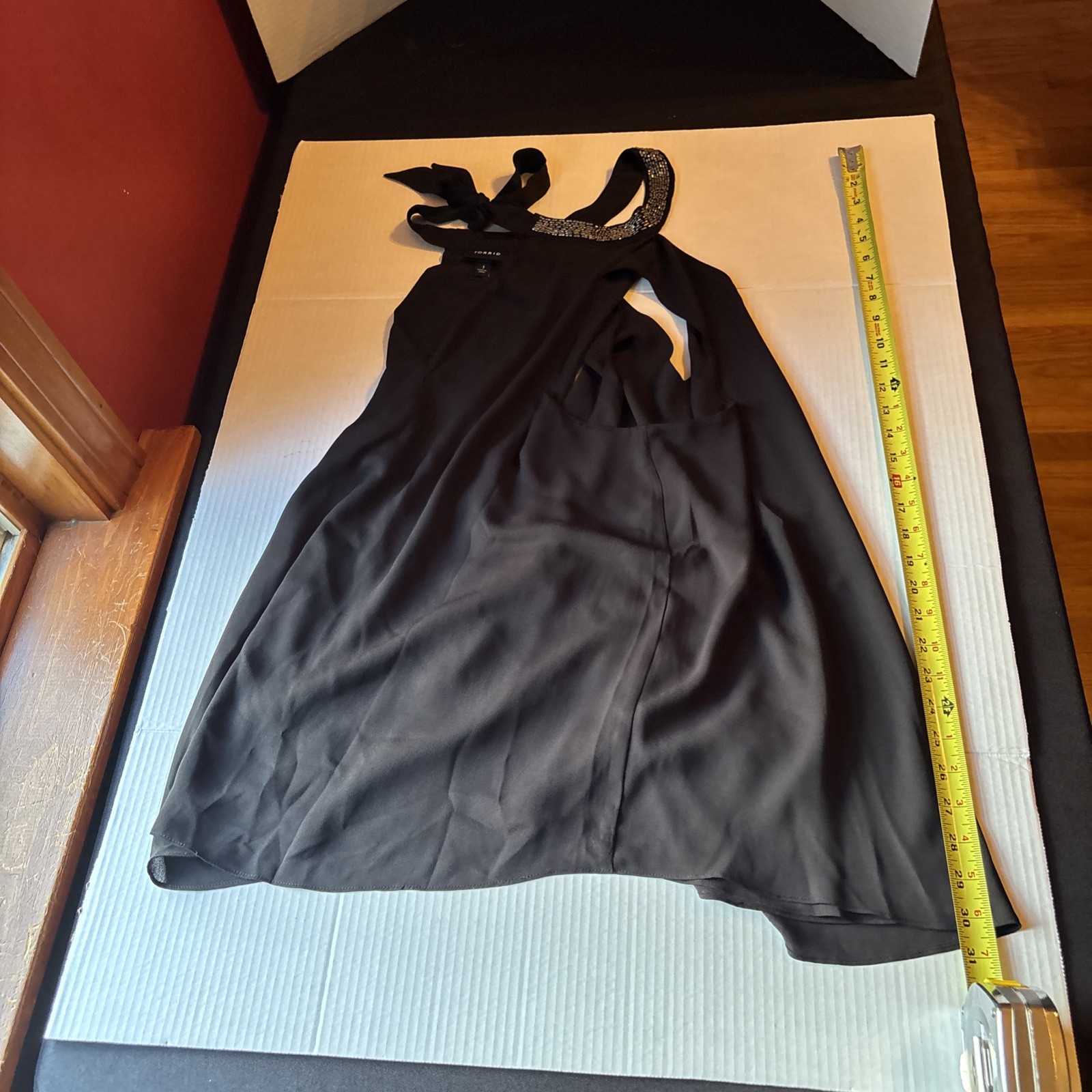 Torrid black solid Beaded Neckline Dress Size 1 - image 6