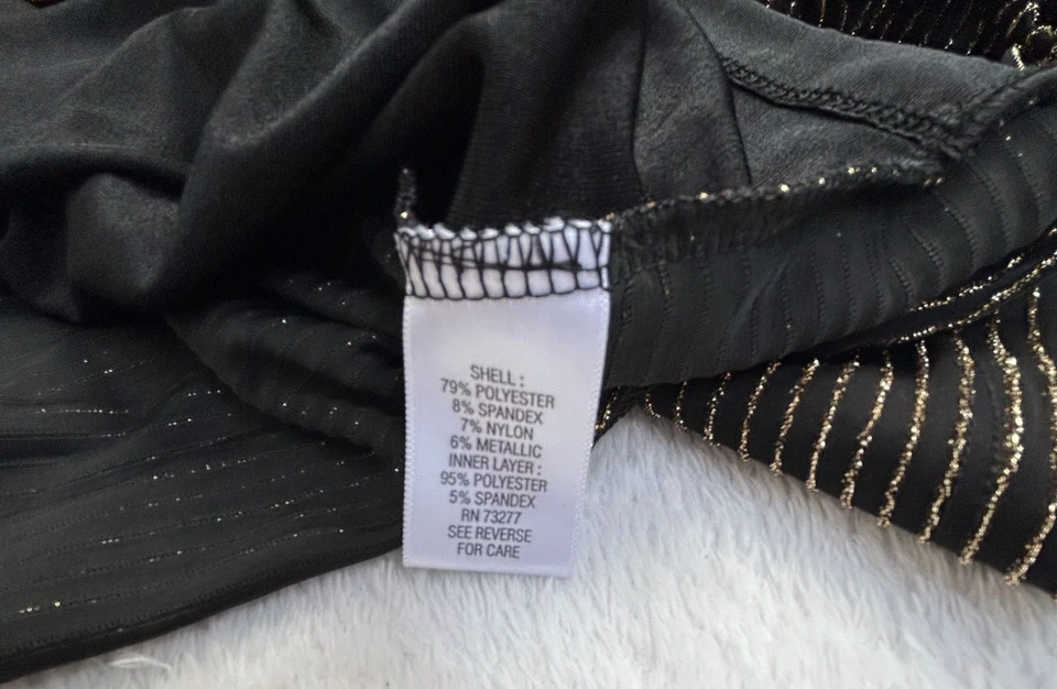 Chaqueta cárdigan a rayas metálicas negras y doradas de Dana Buchman para mujer 3X Lagenlook Foto 4 de 4