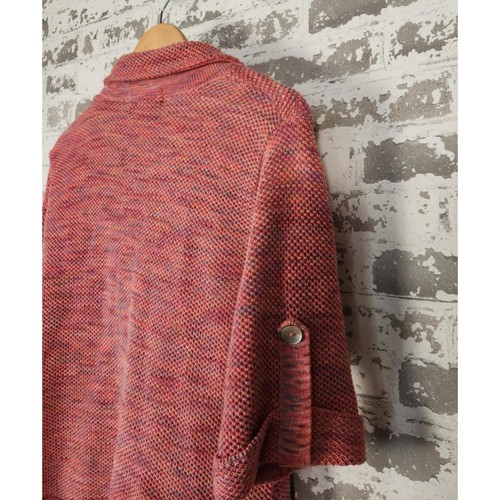 Giacca blazer cardigan maglia salice piccolo corallo manica 3/4 chic boho classico - Foto 13 di 18