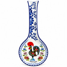 Hand-Painted Portuguese Ceramic Spoon Rest &ndash; Rooster Design, 10"