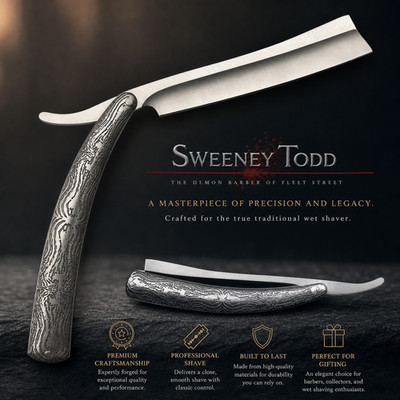 Sweeney Todd 10.5in Cut Throat Barber Straight Razor Shaving Pocket Knife