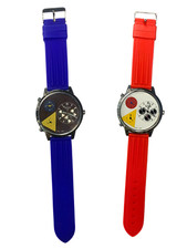 KB Geometric Art Sports Watch - Red Blue Strap Modern Art Dial Unisex