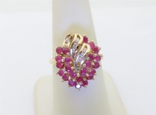 14k Ruby Diamonds Rings Gold Vintage Natural Rubies Rings Womens July US 8 R1630
