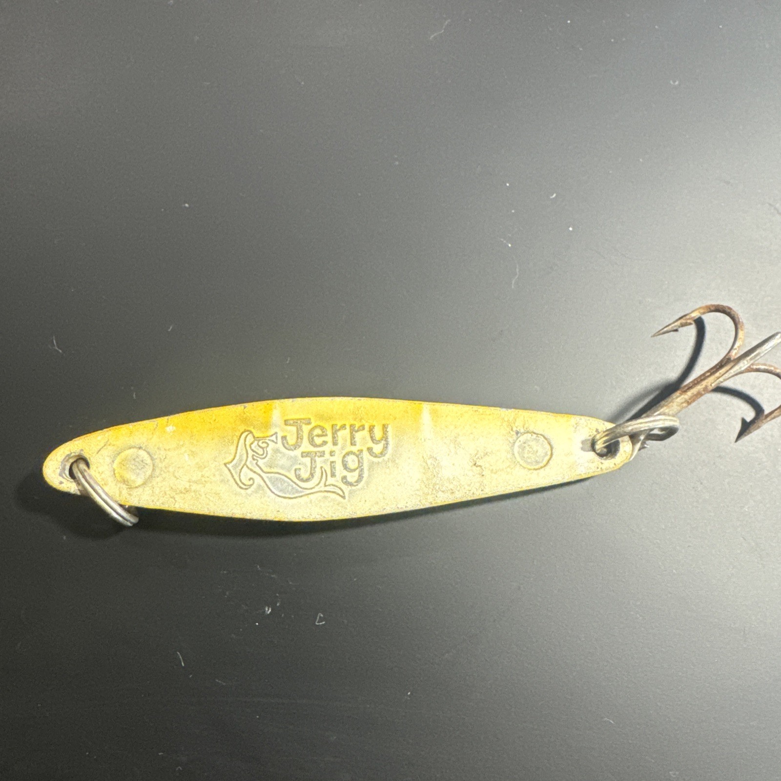 VINTAGE JERRY JIG JIGS STAMPED 4inch / 1 Oz  YELLOW/GREEN TUNA GROUPER SNAPPER